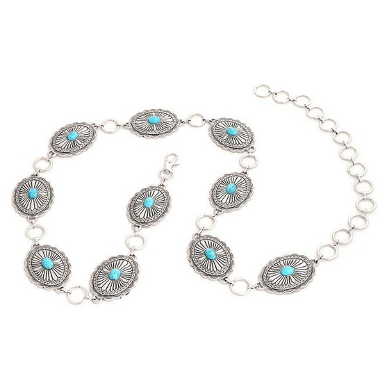 Kamberley Turquoise Oval Concho Chain Belt