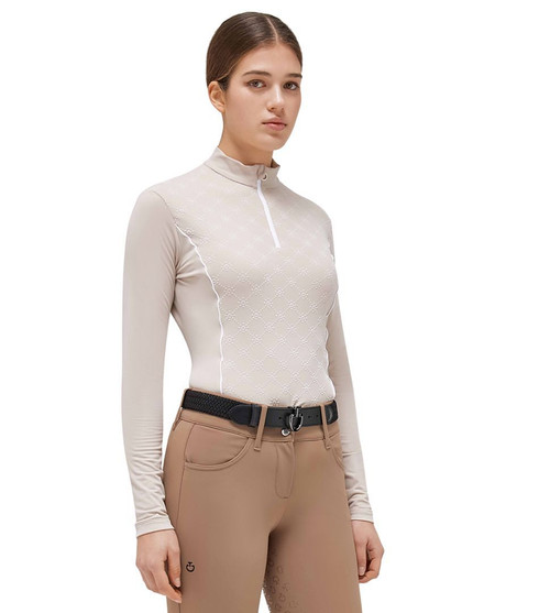 Cavalleria Toscana CT Print Fleece 1/2 Zip BEIGE front