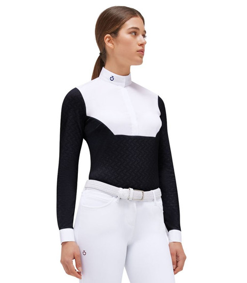 CT Jacquard Sheer Competition Shirt BLACK/WHITE front