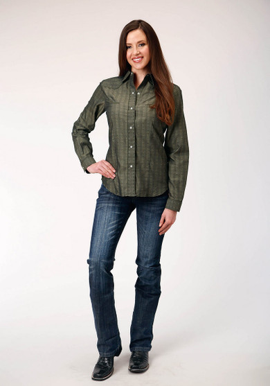 Roper Grey Tonal Stripe Shirt Long Sleeve FRONT FULL