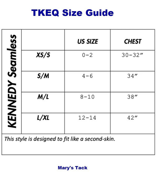 TKEQ Kennedy Seamless LS SIZE GUIDE