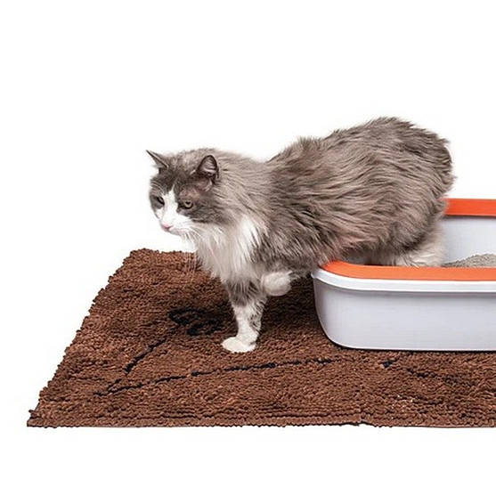 DGS Cat Litter Mat BROWN with cat and litter box