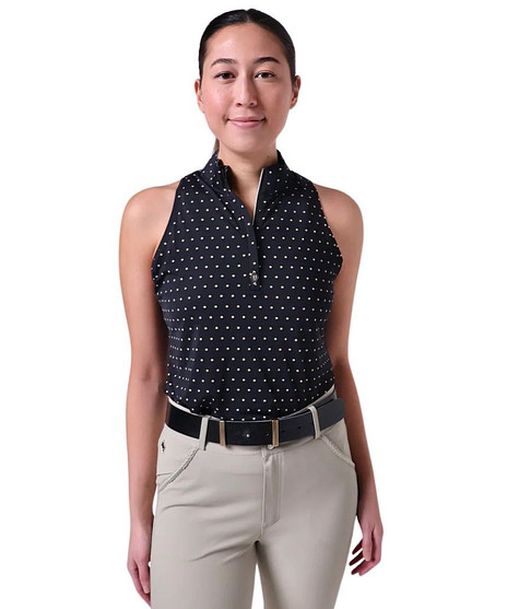 70 Degrees Scallop Collar Dot Sleeveless Sun Shirt FRONT