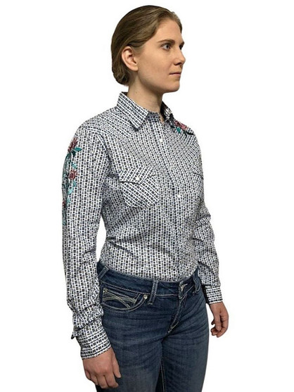 Panhandle Flex Embroidered Print LS Shirt SIDE