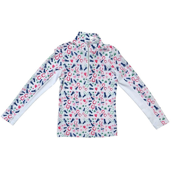 Belle & Bow LS Sun Shirt FOOTPRINT BLU PINK