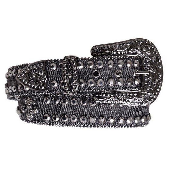 Kamberley Rhinestone Denim Fleur de Lis Belt