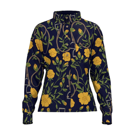 Espoir Floral Stirrups Loose Fit Button Shirt FRONT