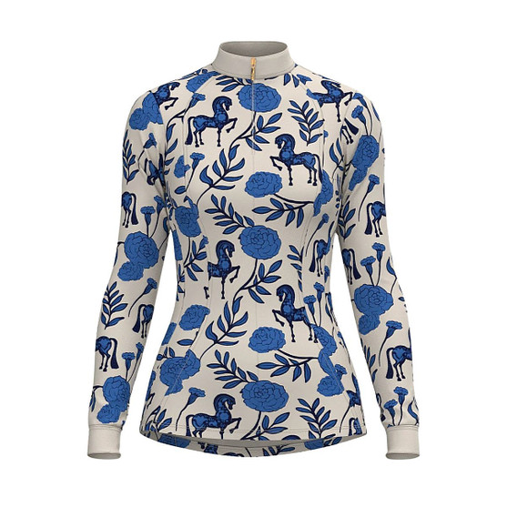 Espoir Peony Quarter Zip Sun Shirt BLUE FRONT