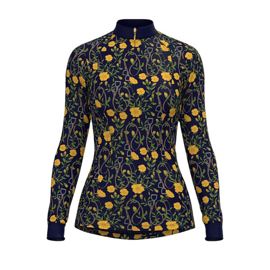 Espoir Floral Stirrups Quarter Zip Sun Shirt FRONT