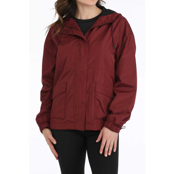 Cinch Hydrographic Rain Jacket BURGUNDY FRONT