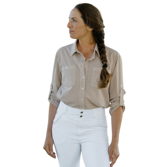 70 Degrees Safari Classic Sun Shirt LATTE FRONT