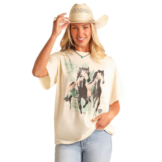 Rock & Roll Denim Horses Oversized Tee FRONT
