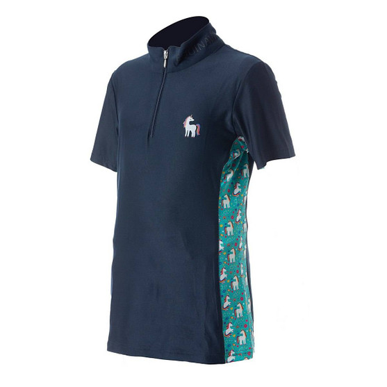 Kids Lena Equinavia SS Quarter Zip Top NAVY/UNICORN FRONT