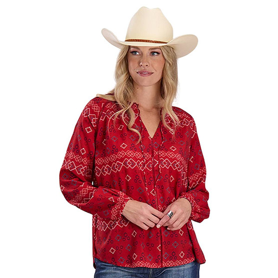 Roper Aztec Print Peasant Blouse FRONT