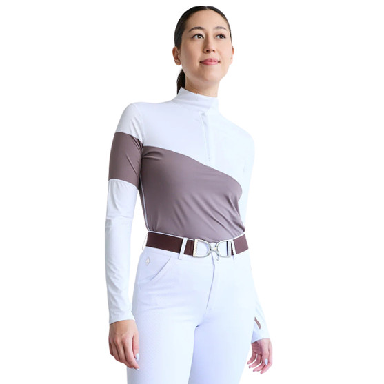 70 Degrees Asymm LS Show Shirt MARRON FRONT