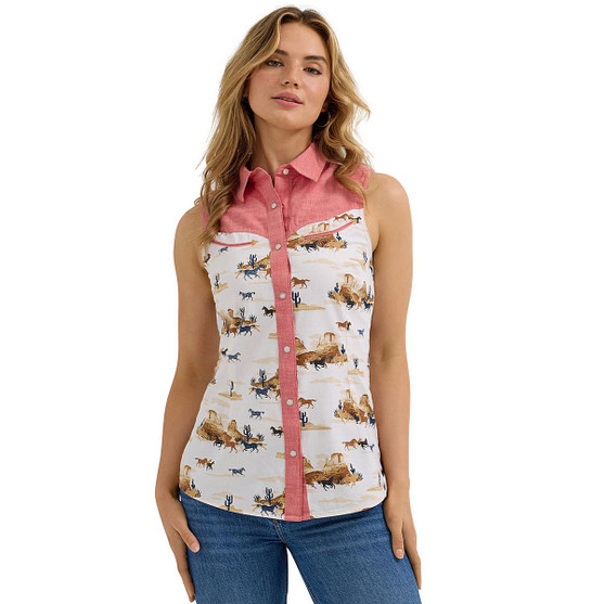 Wrangler Desert Print Sleeveless Snap Shirt FRONT