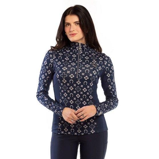Goode Rider Ideal Show Shirt NAVY EQUESTRIAN FRONT