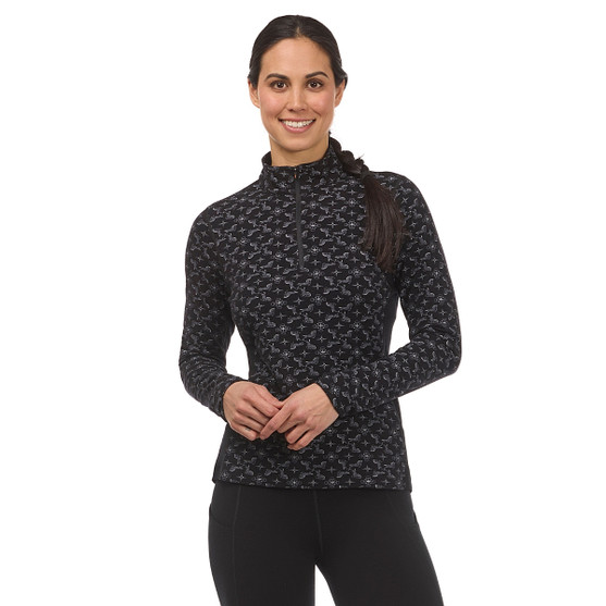 Kerrits Stable Temp Merino Wool 1/4 Zip Top BLACK FRONT