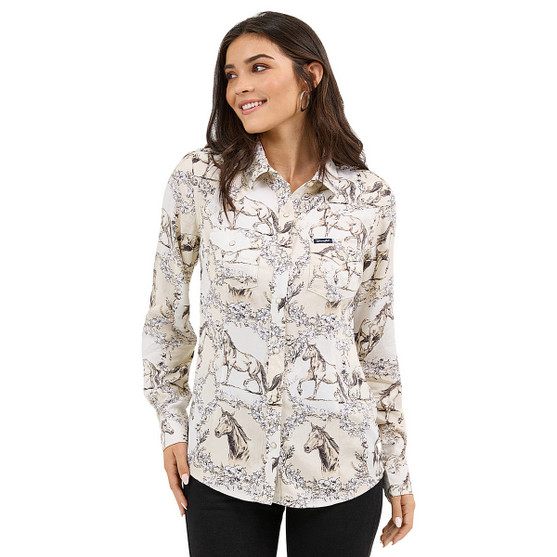 Wrangler Retro Floral Horse Snap Shirt FRONT