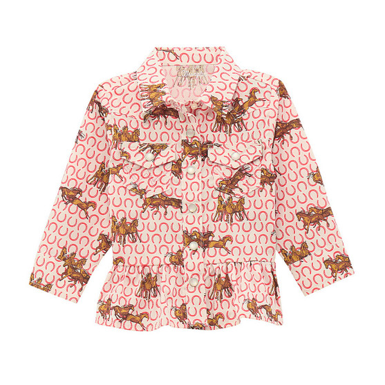 Baby Wrangler Pink Print Snap Top FRONT