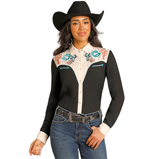 Panhandle Retro Embroidered Cacti Shirt