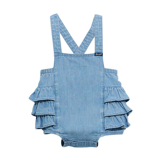 Baby Wrangler Ruffled Denim Romper FRONT