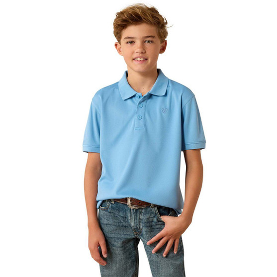 Boys' Ariat TEK Polo BLISSFUL BLUE FRONT