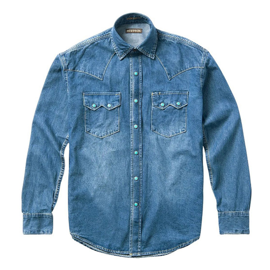Stetson Turquoise Snap Denim Shirt FRONT