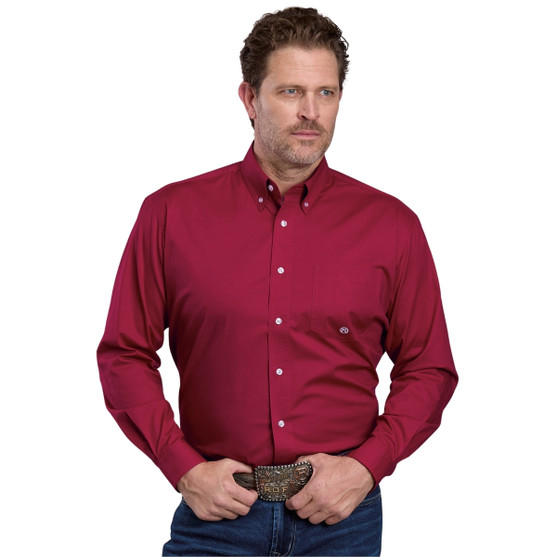 Roper Red Button Down Long Sleeve Shirt FRONT