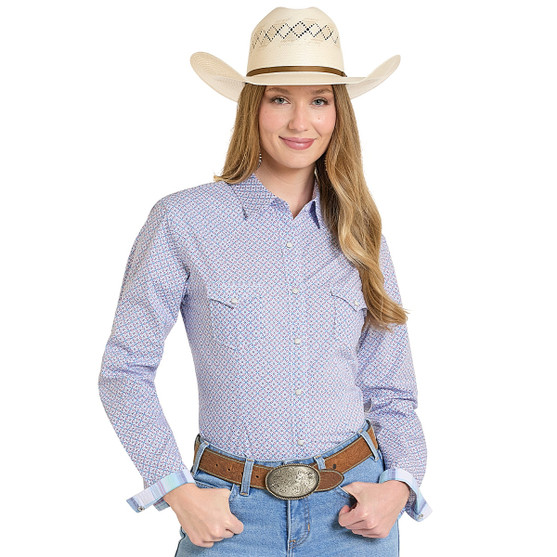 Panhandle Stretch Pink Print 2-Pocket Shirt FRONT