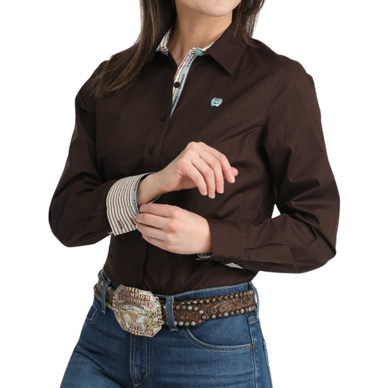 Cinch Stretch Java Brown LS Shirt SIDE