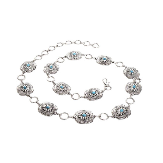 Kamberley Turquoise Stone Concho Chain Belt