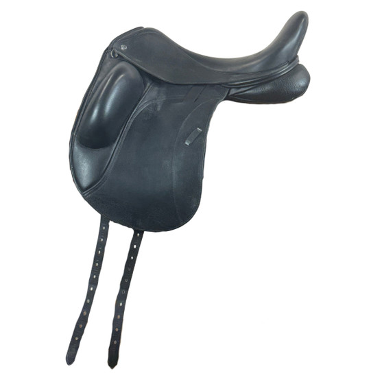 Used Custom Saddlery Wolfgang Omni Monoflap Dressage Saddle left side