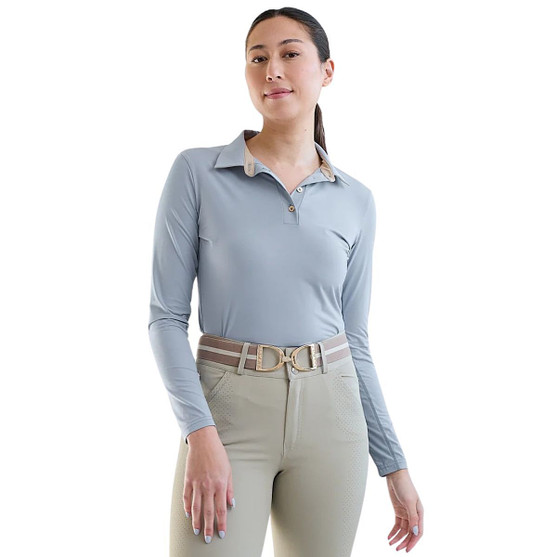 70 Degrees Helios LS Sun Polo BLUE QUARTZ FONT