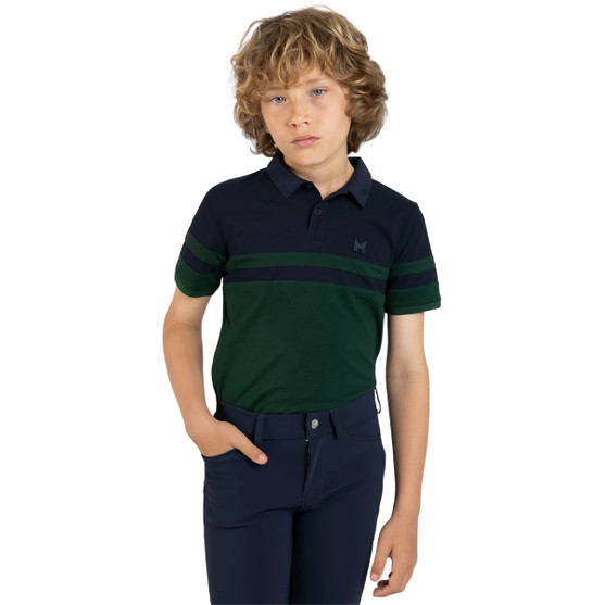 Boys Maximilian YR Glee Polo Shirt GREEN/NAVY FRONT