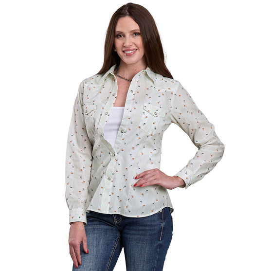 Roper Floral Stripe LS Snap Shirt FRONT