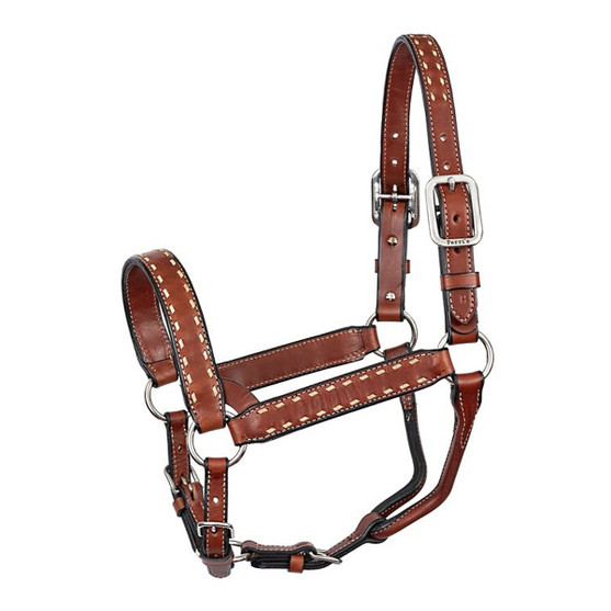 Perri's Buck Stitch Halter CHESTNUT/WHITE