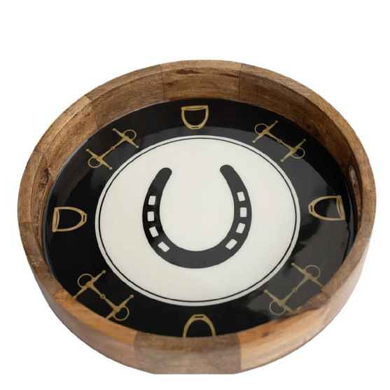 Huntley Equestrian Horseshoe Round Small Serving Tray