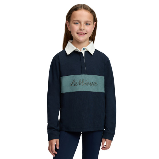 LeMieux Mini Roman Rugby Shirt NAVY/WILLOW FRONT