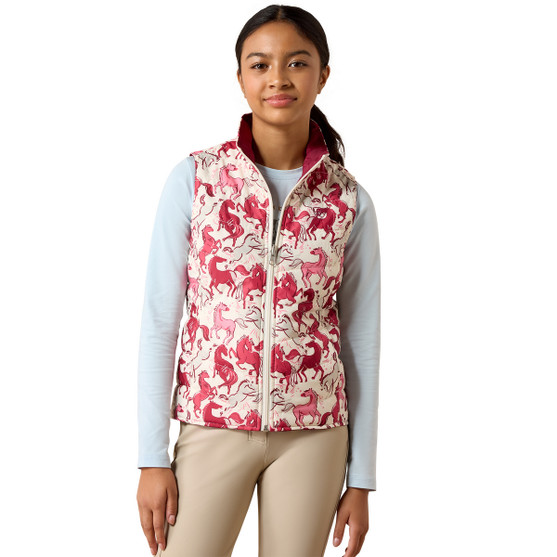Girls Ariat Bella Reversible Vest Vanilla Ice Horsin' Around PRINT