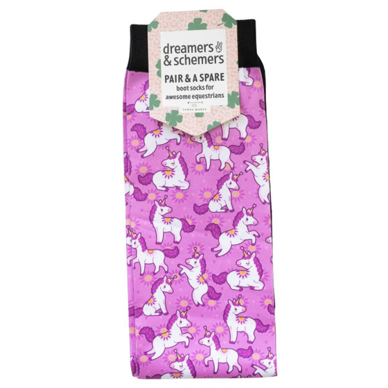 Dreamers & Schemers Youth Boot Socks SUNSHINE UNICORN