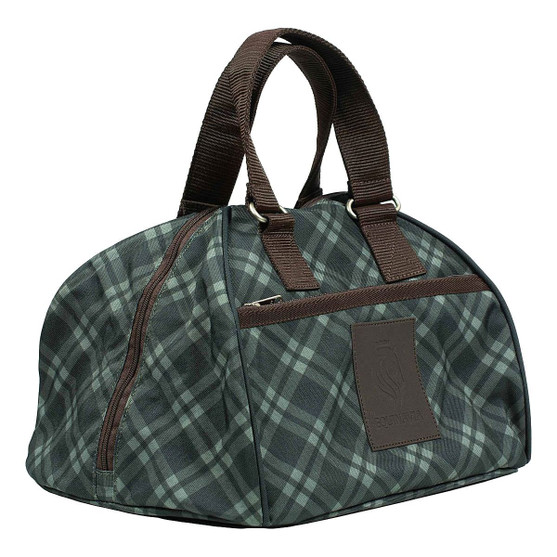 Equinavia Darby Helmet Bag THYME/LILY PAD PLAID 3/4 FRONT
