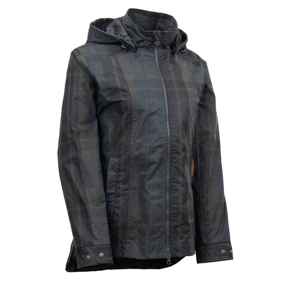 Outback Trading Hattie Waxed Plaid Rain Jacket 3/4 VIEW