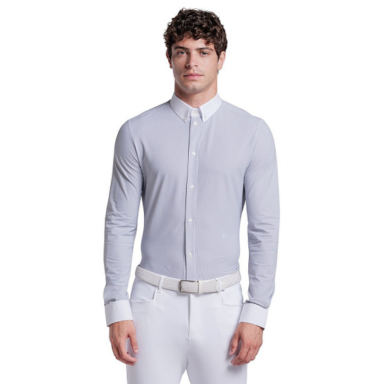 Men's Cavalleria Toscana Poplin Stripe LS Show Shirt FRONT