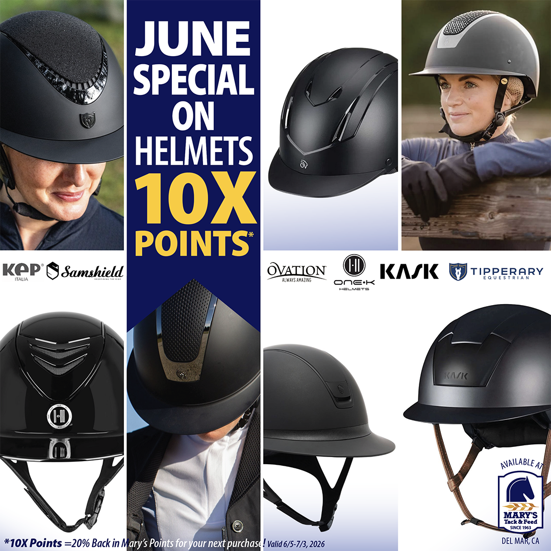 Equestrian Helmets 10X Points at Marys Tack Shop