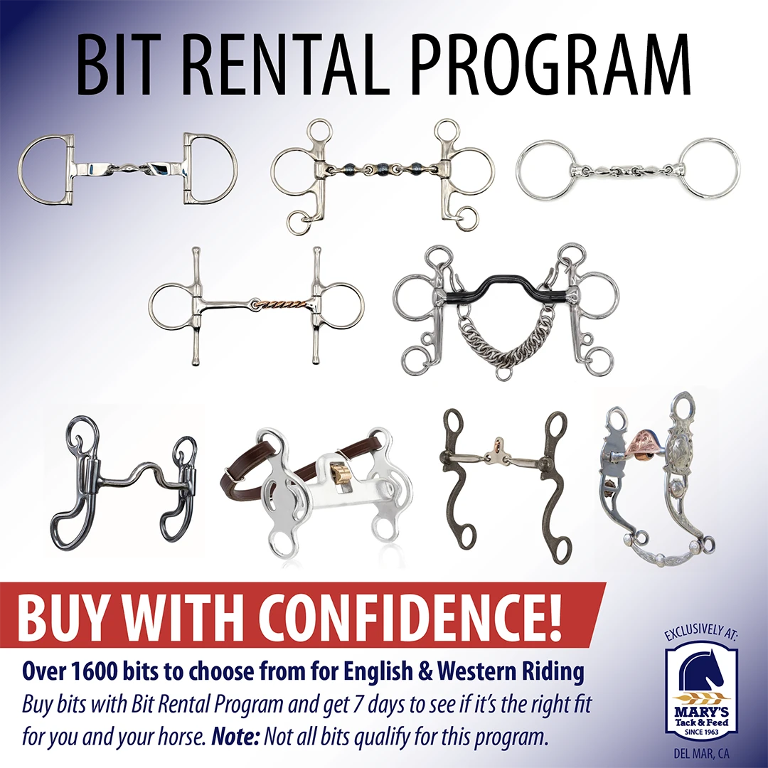 Equine Bit Rental, buy a bit with bit rental and return it if your horse doesn't like it