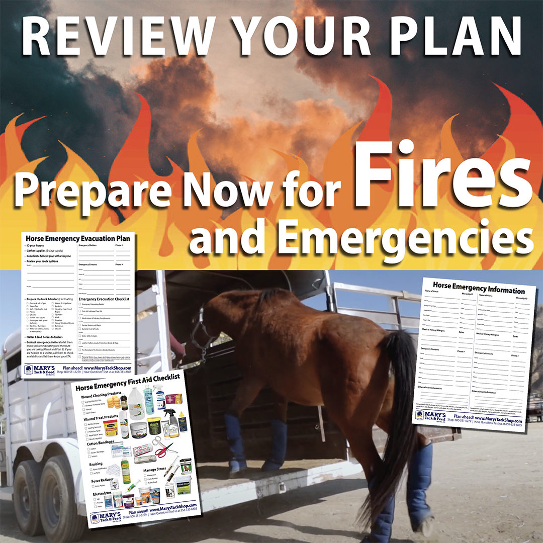 Emergency Evacuation Checklist for Horse Owners - Equine Emergency List blog at Marys Tack and Feed