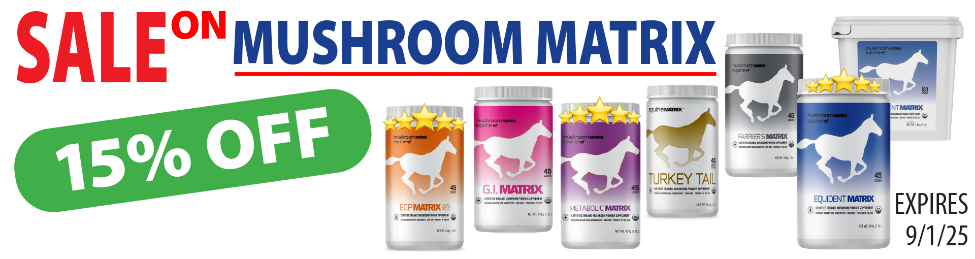 Mushroom Matrix Sale-Labor Day Sale on Horse Health Products-Marys Tack Shop