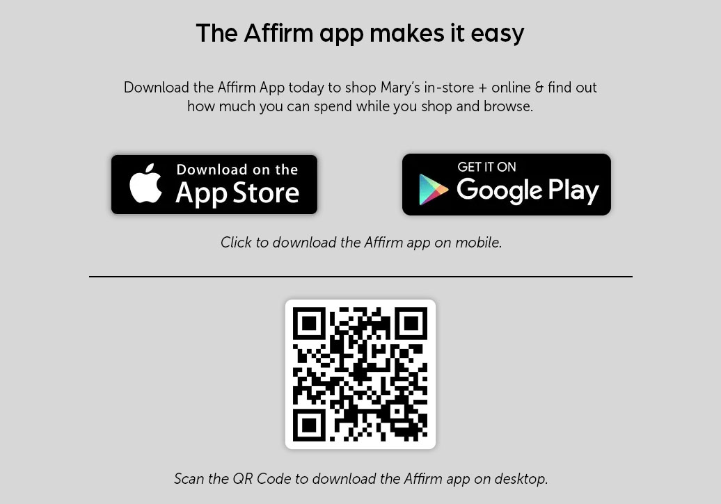 Download the Affirm App on Apple or Android