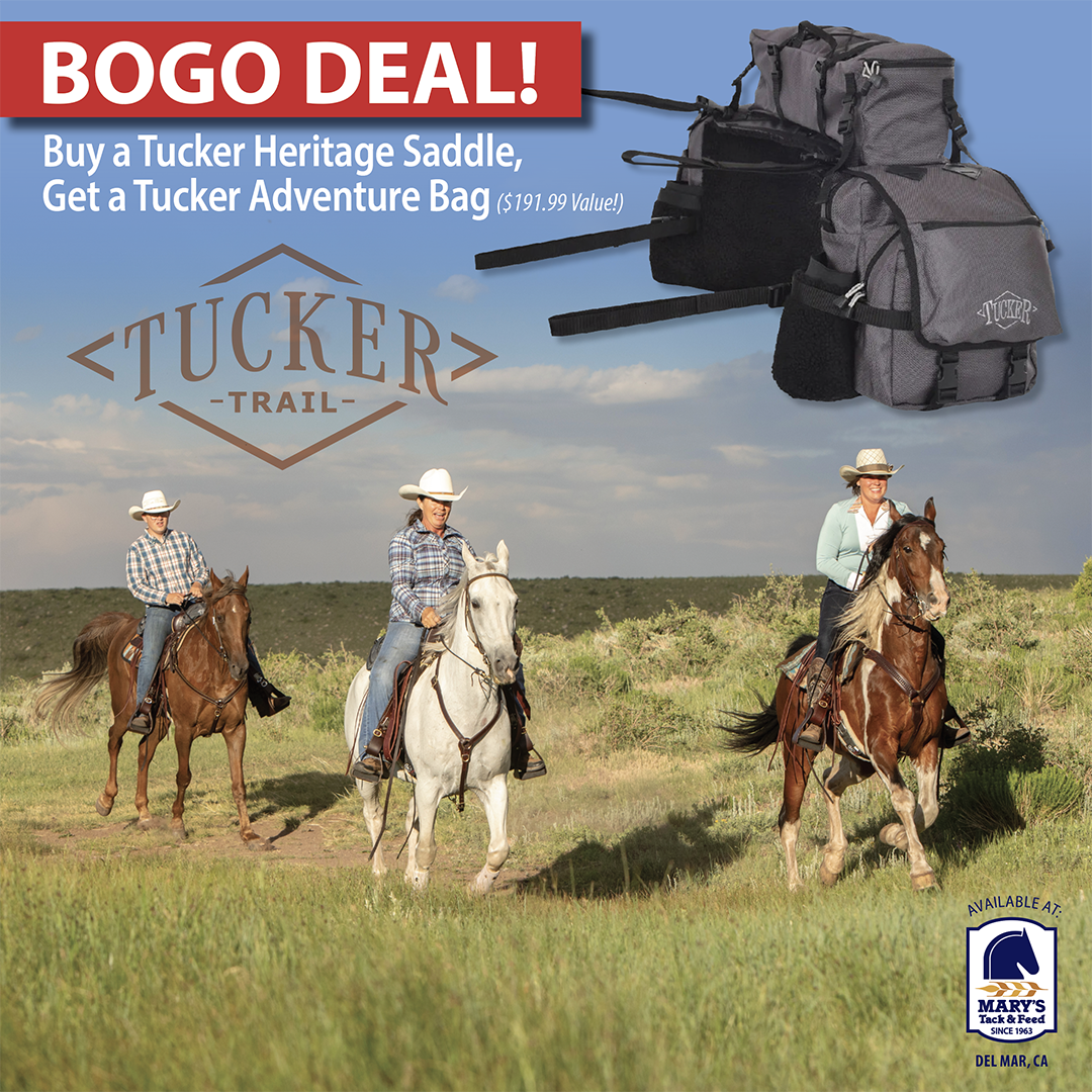 Buy Tucker Heritage saddle and get a free Tucker Adventure Saddle Bag with your purchase! Exclusively at Marys Tack and Feed